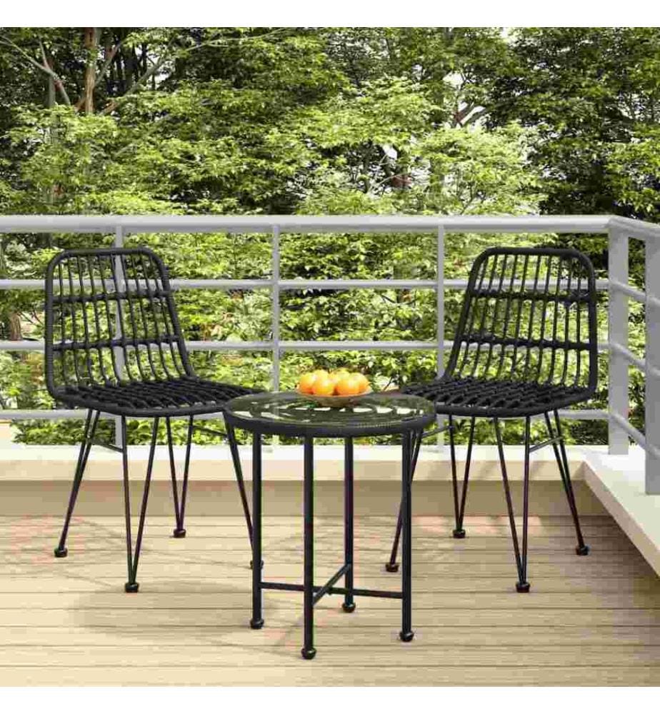 Chaises de jardin 2 pcs Noir 48x62x84 cm Résine tressée
