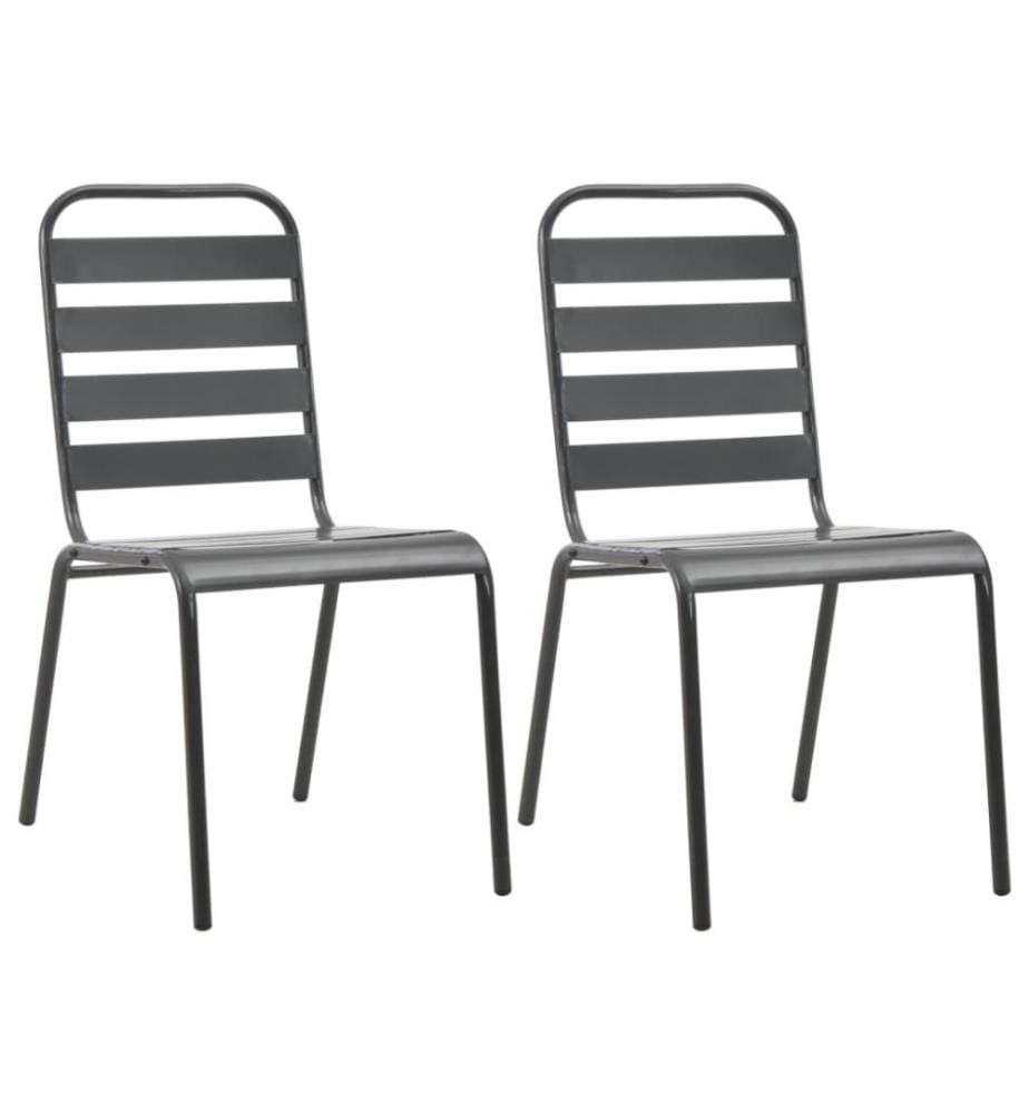 Chaises empilables de d'extérieur 2 pcs Acier Gris