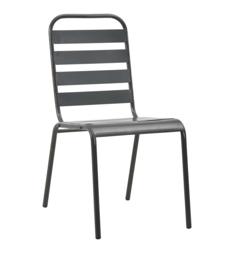 Chaises empilables de d'extérieur 2 pcs Acier Gris