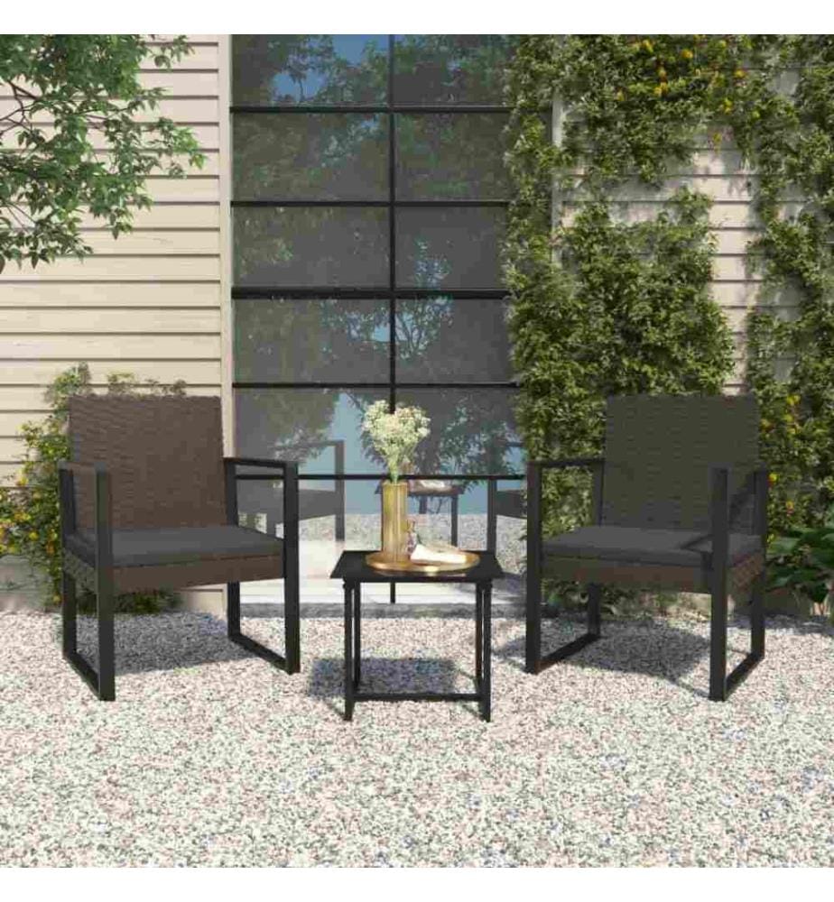 Fauteuil de jardin avec coussin Noir Résine tressée
