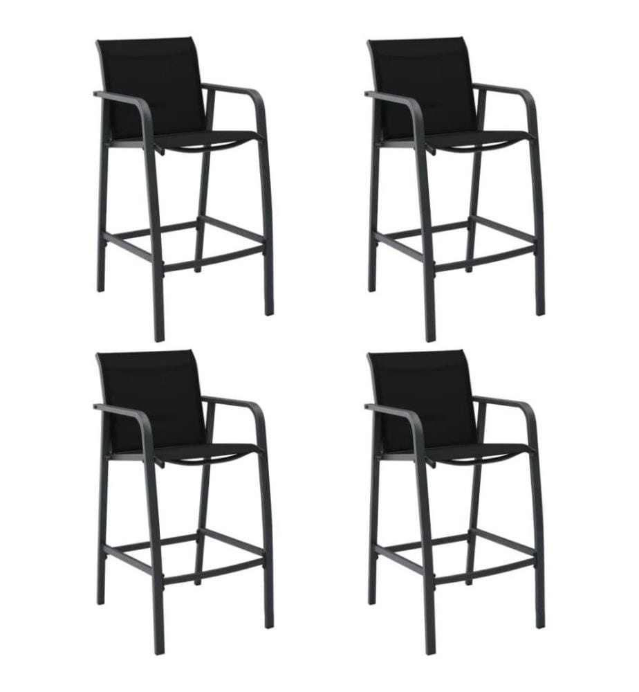Chaises de bar de jardin 4 pcs Noir Textilène