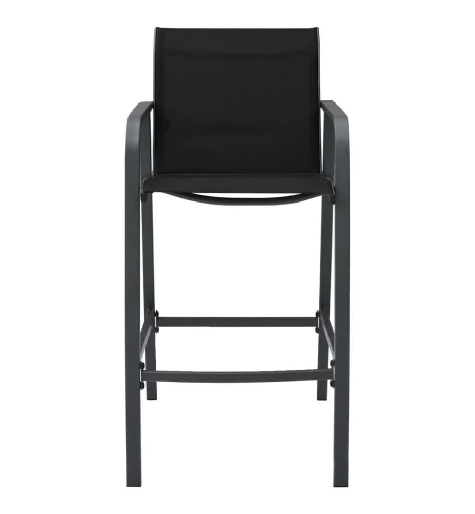 Chaises de bar de jardin 2 pcs Noir Textilène