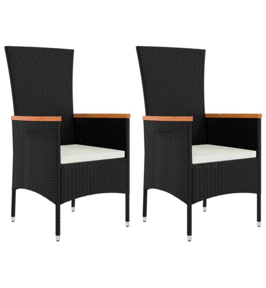 Ensemble de salle à manger de jardin avec coussins 3 pcs Noir