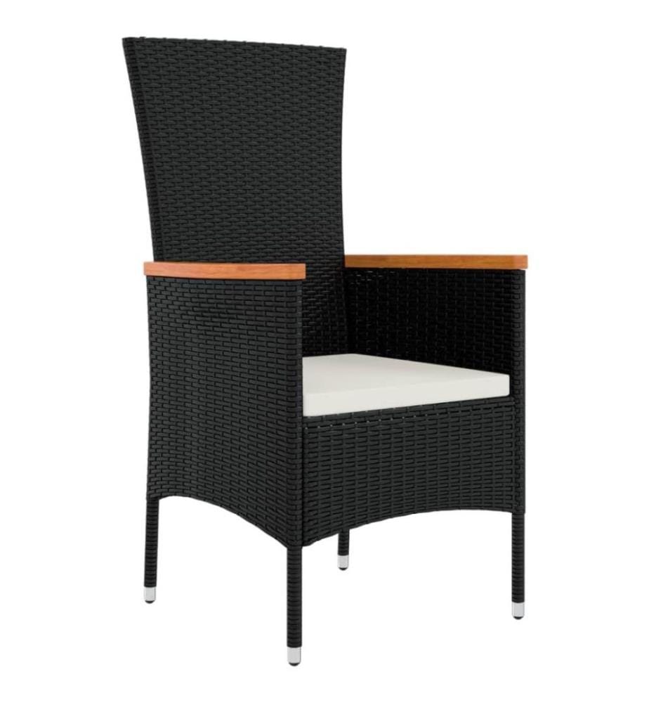 Ensemble de salle à manger de jardin avec coussins 3 pcs Noir