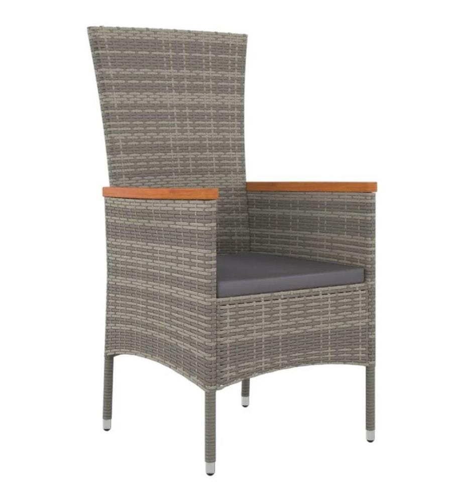 Mobilier à dîner de jardin et coussins 7 pcs gris rotin
