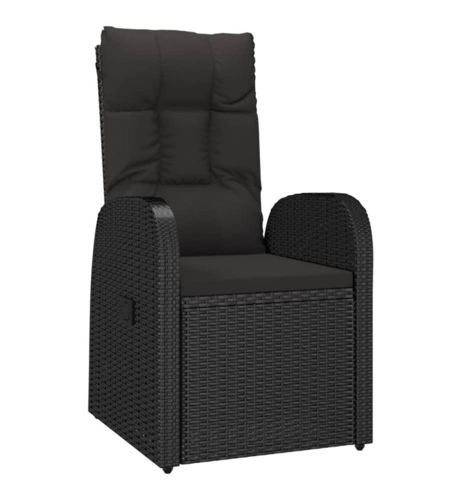 Mobilier à dîner de jardin 9pcs et coussins noir résine tressée