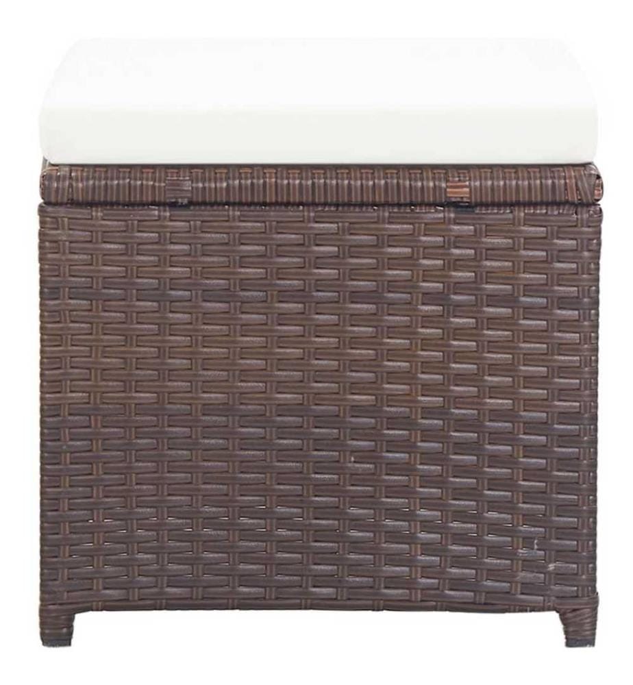 Gartenhocker 2 Stk. mit Sitzkissen Poly Rattan Braun