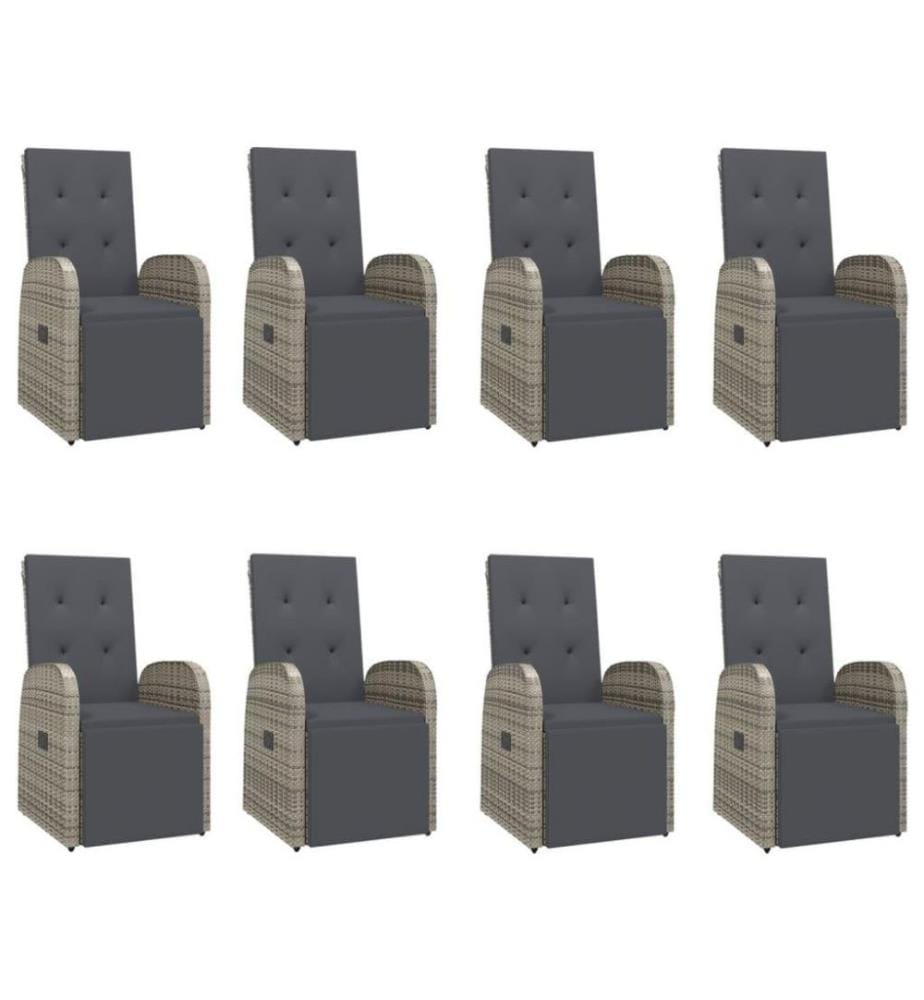 Ensemble de salle à manger de jardin 9 pcs avec coussins Gris
