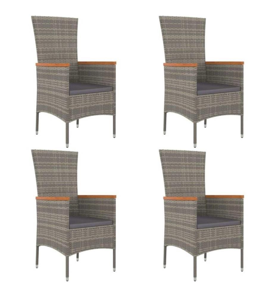 Ensemble de salle à manger de jardin 5 pcs avec coussins Gris