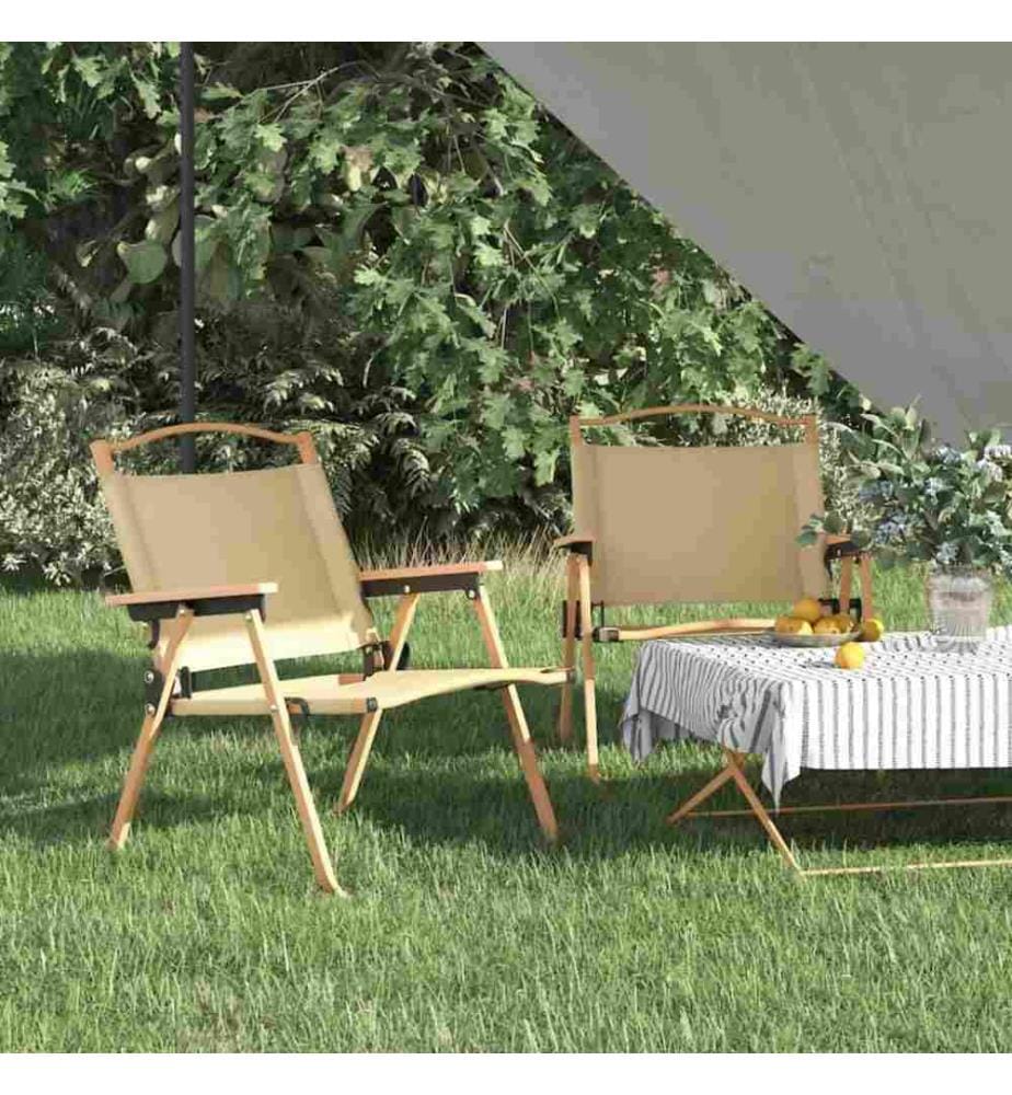 Campingstühle 2 Stk. Beige 54x43x59 cm Oxford-Gewebe