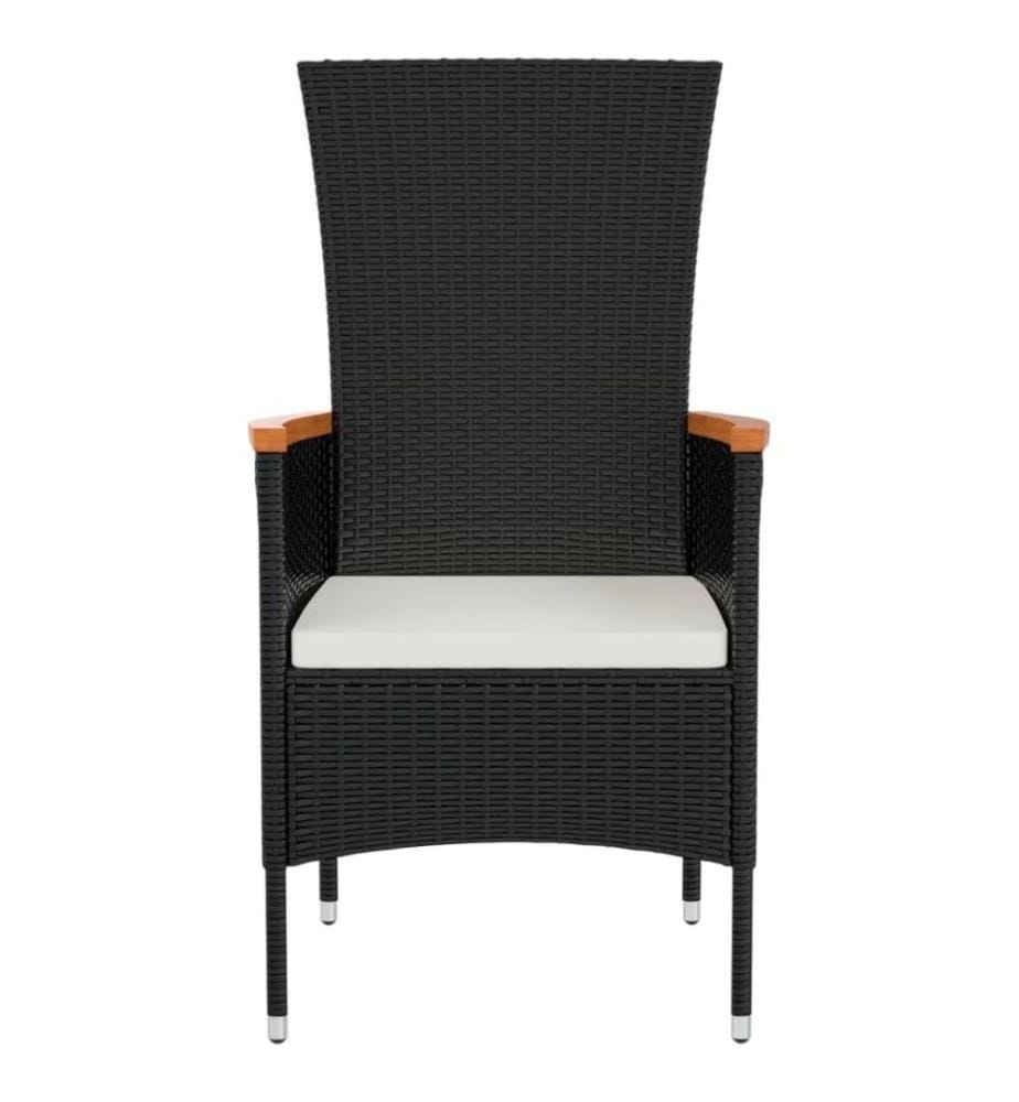 Gartenstühle mit Kissen 4 Stk. Poly Rattan Schwarz