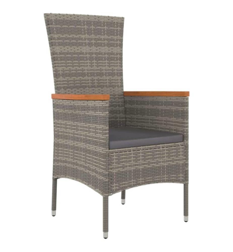 Chaises de jardin avec coussins 4 pcs Résine tressée Gris