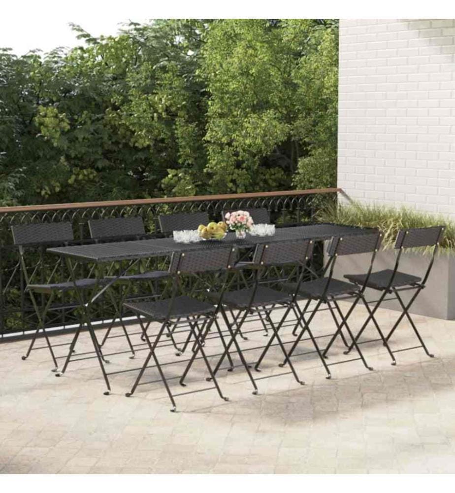 Bistrostühle 8 Stk. Klappbar Schwarz Poly Rattan und Stahl