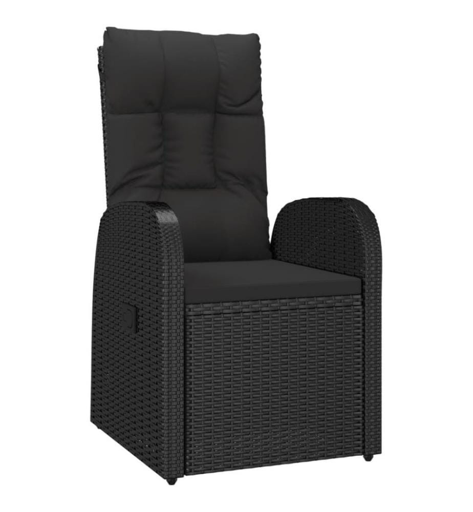 Ensemble à dîner de jardin et coussins 7pcs Noir Résine tressée
