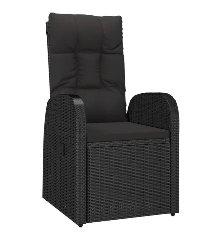 Ensemble à dîner de jardin et coussins 7pcs Noir Résine tressée