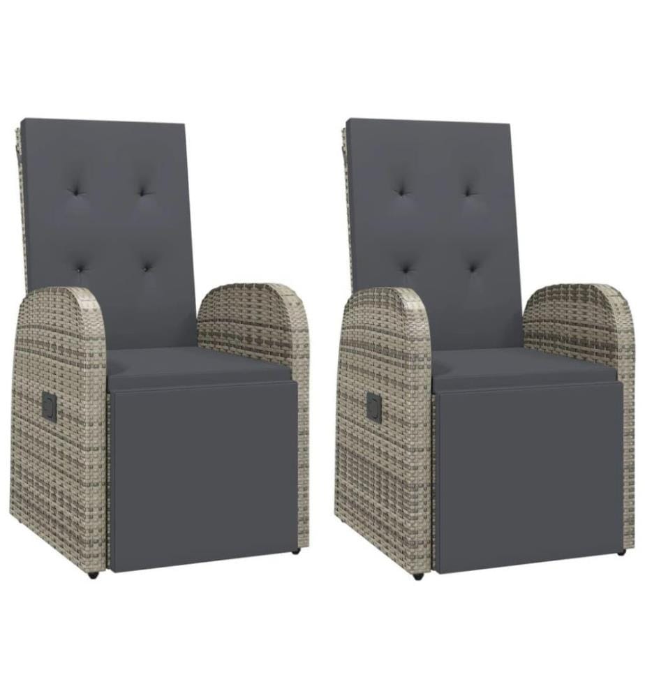 Ensemble de salle à manger de jardin 3 pcs avec coussins Gris