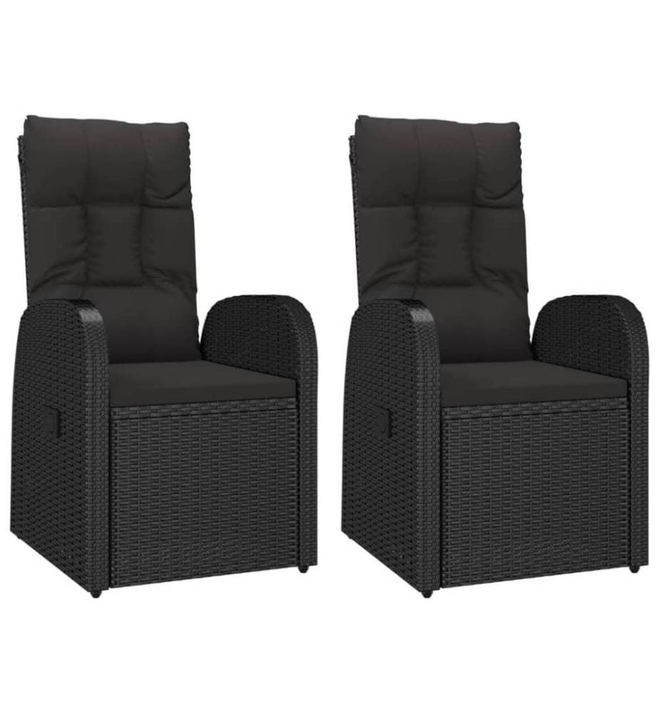 Ensemble de salle à manger de jardin avec coussins 3 pcs Noir