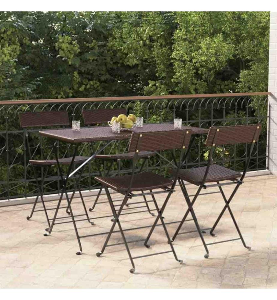 Bistrostühle 4 Stk. Klappbar Braun Poly Rattan und Stahl