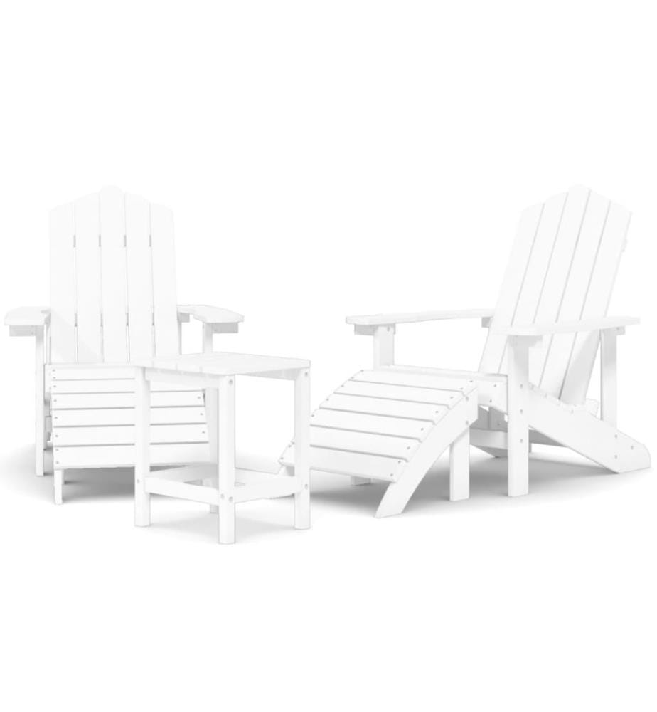 Adirondack-Gartenstühle mit Hocker & Tisch HDPE Weiss