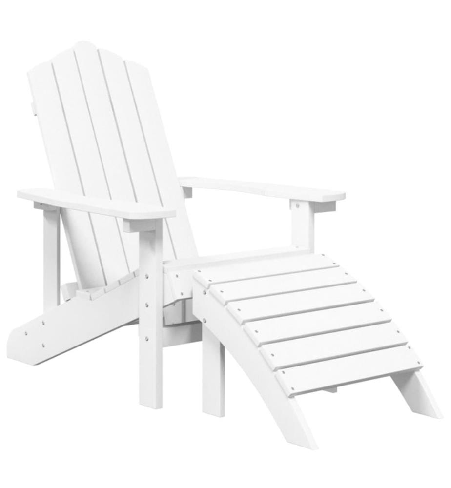 Adirondack-Gartenstühle 2 Stk. mit Hockern HDPE Weiss