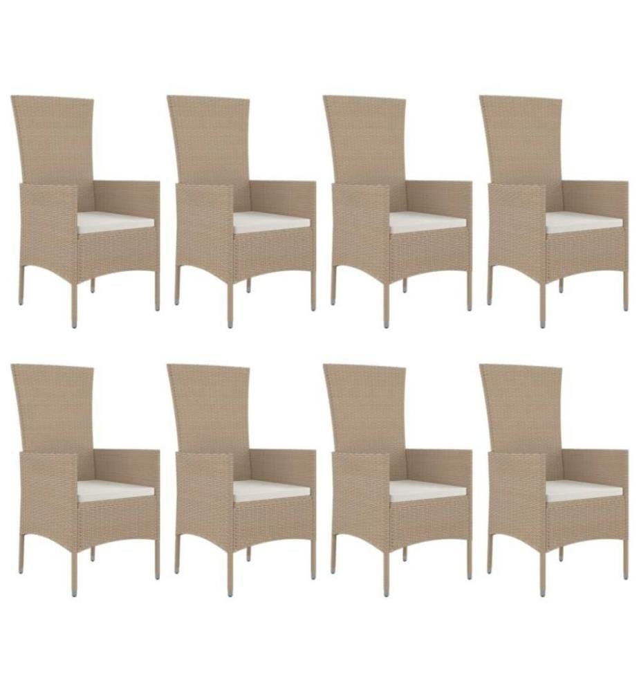 Meubles à dîner de jardin et coussins 9 pcs beige Poly rotin