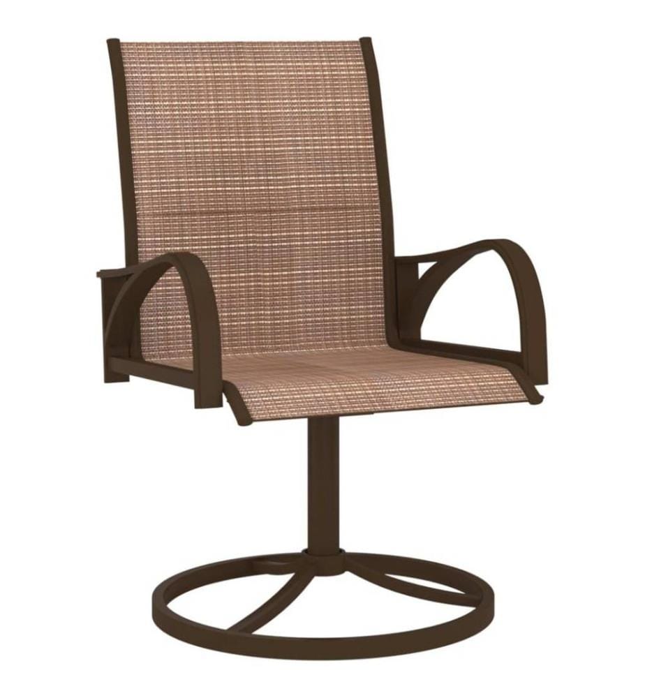 Chaises pivotantes de jardin 2 pcs Textilène et acier Marron