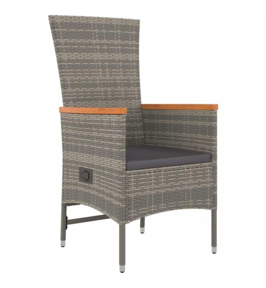 Mobilier à dîner de jardin et coussins 7 pcs gris rotin