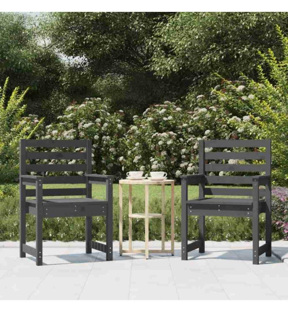 Chaises de jardin 2 pcs gris 60x48x91 cm bois massif de pin