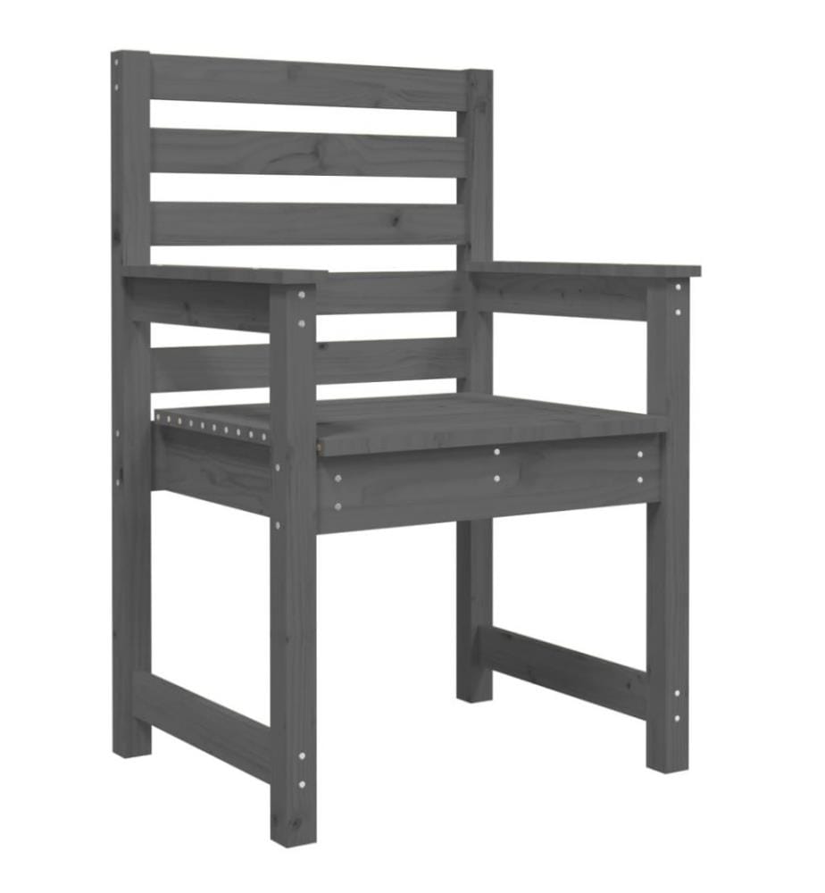 Chaises de jardin 2 pcs gris 60x48x91 cm bois massif de pin