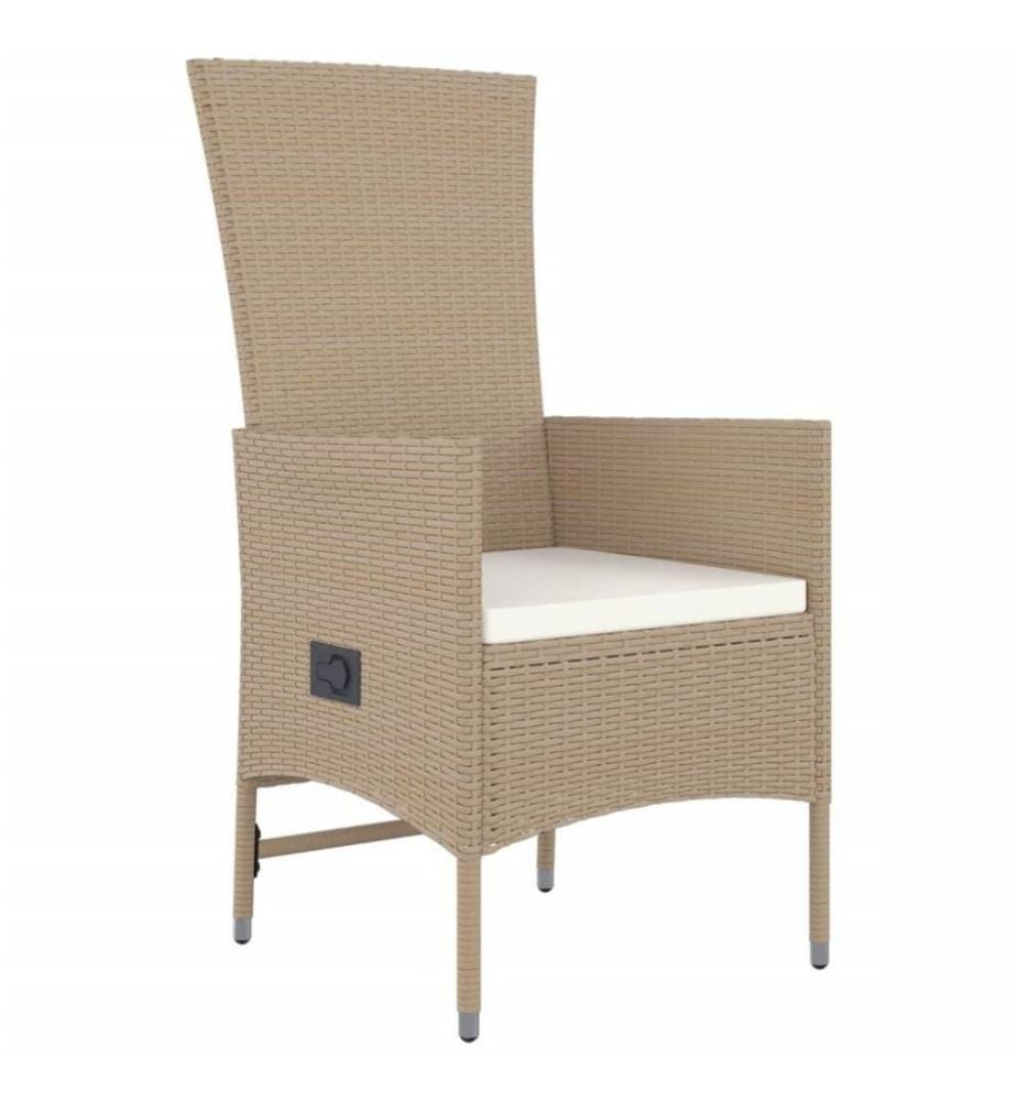 9-tlg. Garten-Essgruppe mit Kissen Beige Poly Rattan