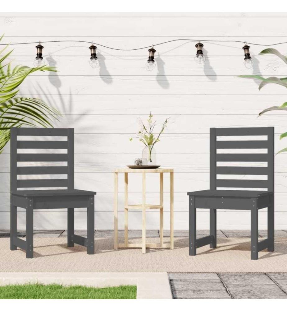 Chaises de jardin 2 pcs gris 40,5x48x91,5 cm bois massif de pin