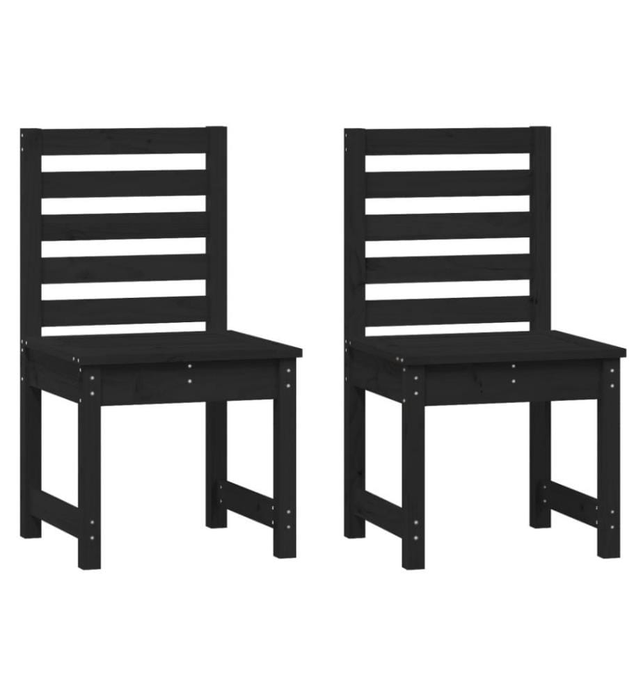 Chaises de jardin 2 pcs noir 40,5x48x91,5 cm bois massif de pin