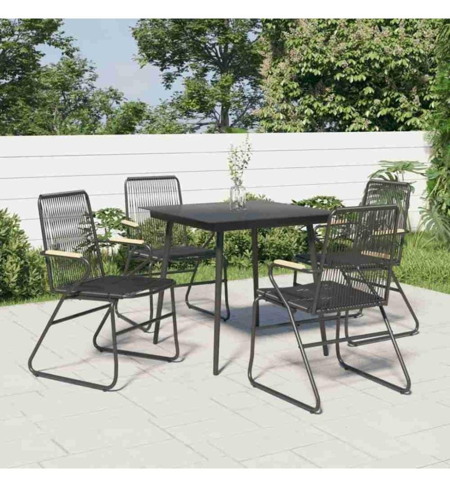 5-tlg. Garten-Essgruppe Schwarz PVC Rattan