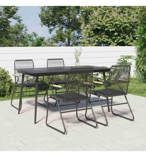 5-tlg. Garten-Essgruppe Schwarz PVC Rattan