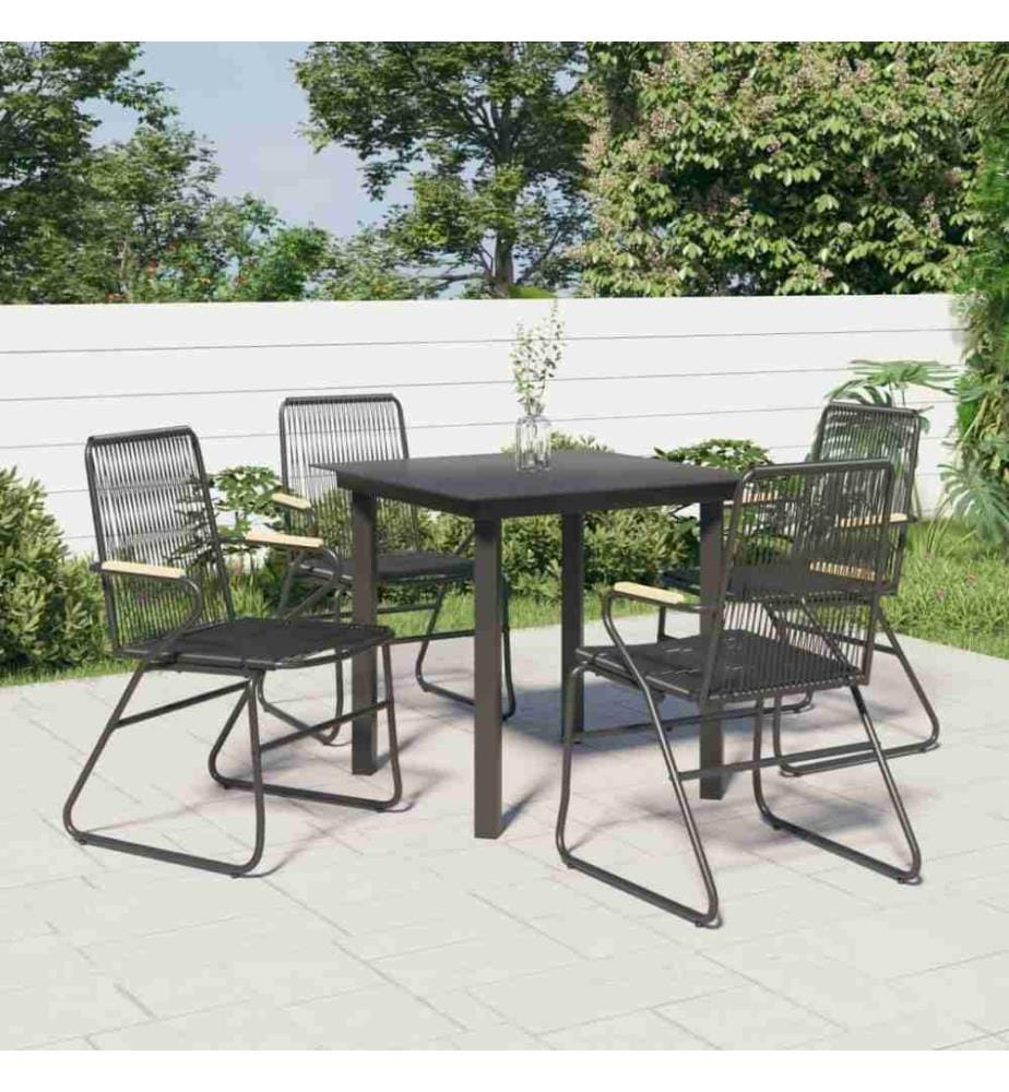 5-tlg. Garten-Essgruppe Schwarz PVC Rattan