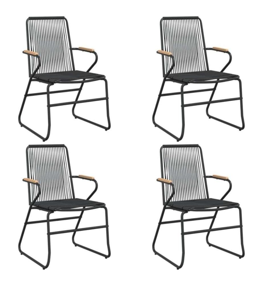 5-tlg. Garten-Essgruppe Schwarz PVC Rattan