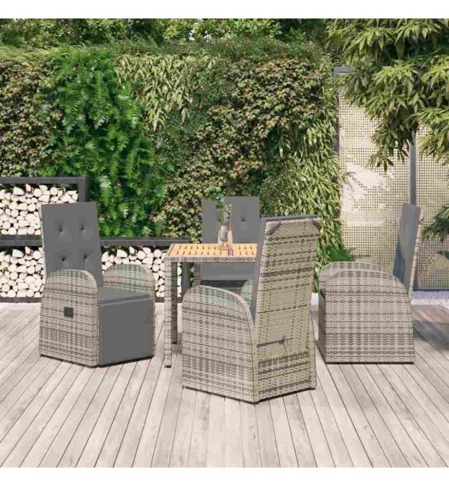 Ensemble de salle à manger de jardin 5 pcs avec coussins Gris