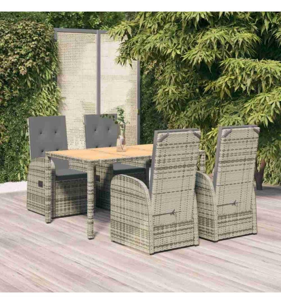 Ensemble de salle à manger de jardin 5 pcs avec coussins Gris