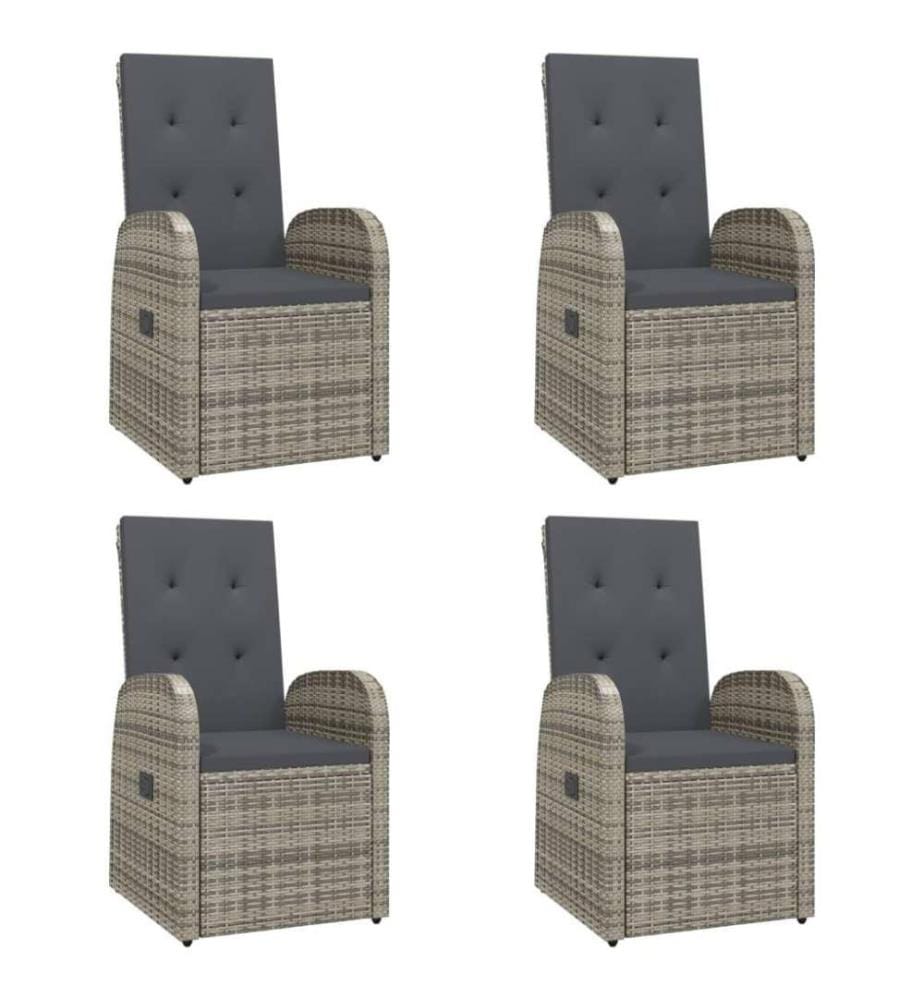 Ensemble de salle à manger de jardin 5 pcs avec coussins Gris