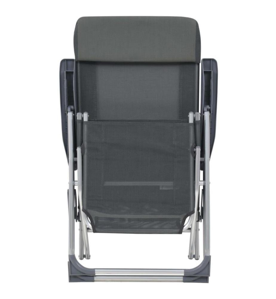 Chaises de camping pliantes et repose-pied 2 pcs gris textilène