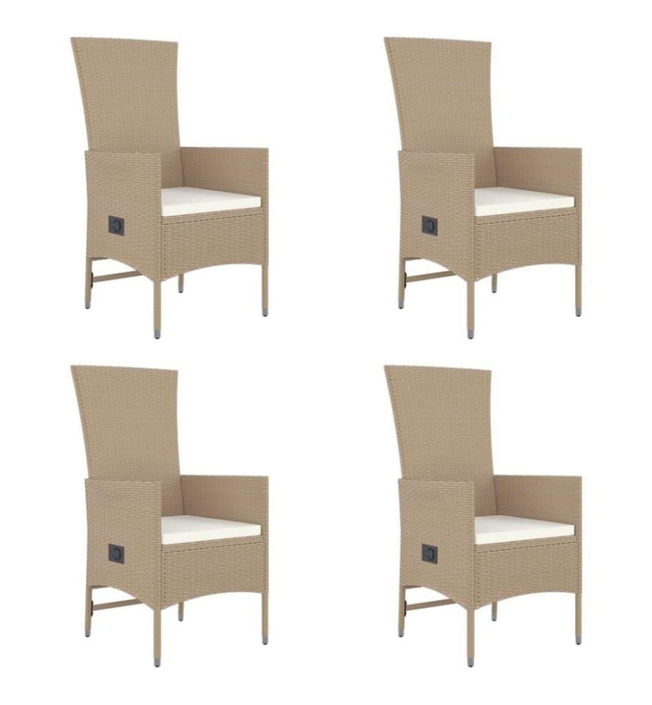 Ensemble à dîner de jardin avec coussins 5 pcs Beige poly rotin