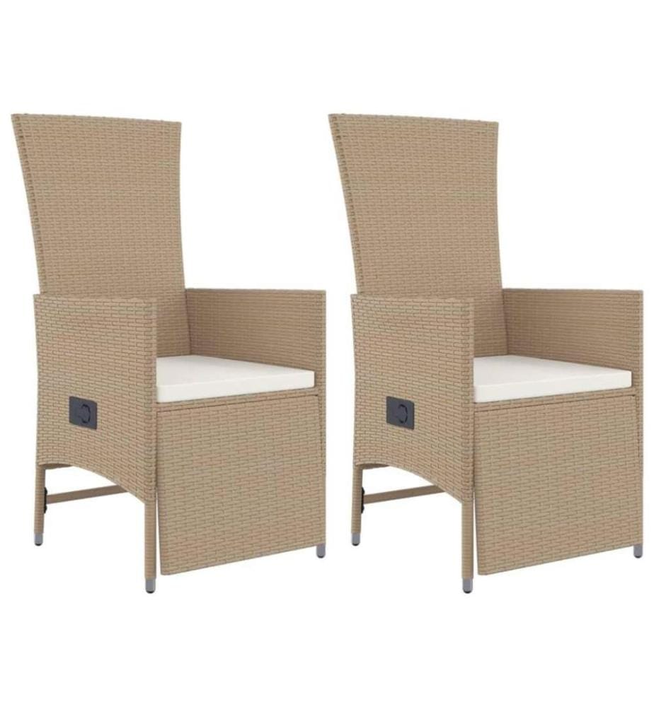 Ensemble à dîner de jardin avec coussins 3 pcs Beige poly rotin