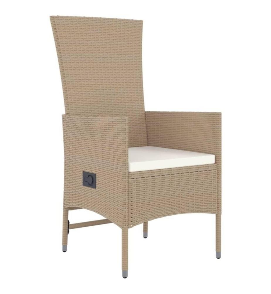 3-tlg. Garten-Essgruppe mit Kissen Beige Poly Rattan