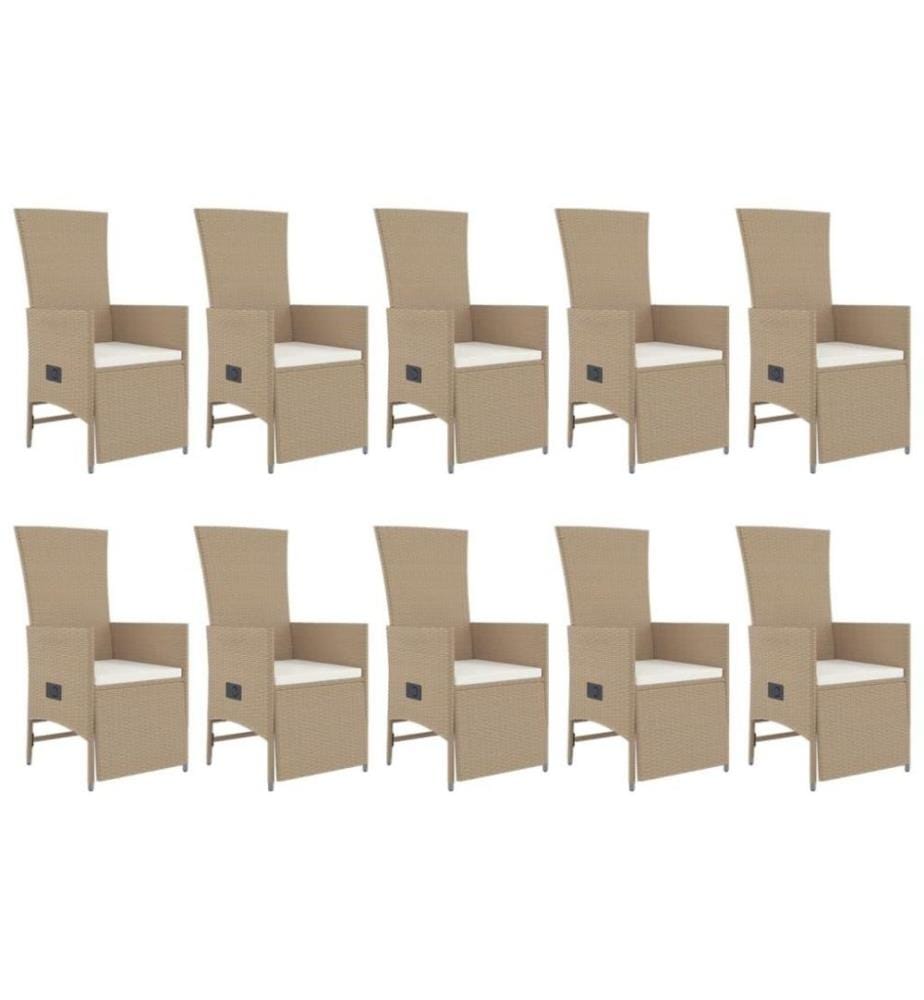 11-tlg. Garten-Essgruppe mit Kissen Beige Poly Rattan