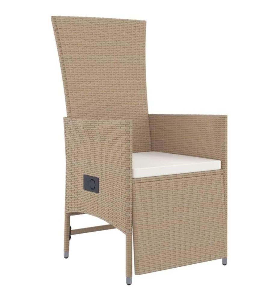 Ensemble à dîner de jardin avec coussins 5 pcs Beige poly rotin