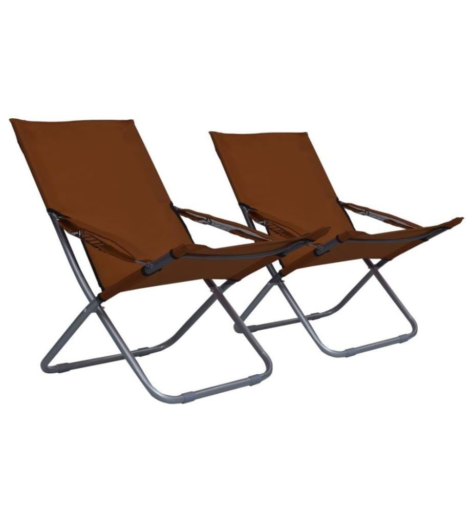 Klappbare Strandstühle 2 Stk. Stoff Braun