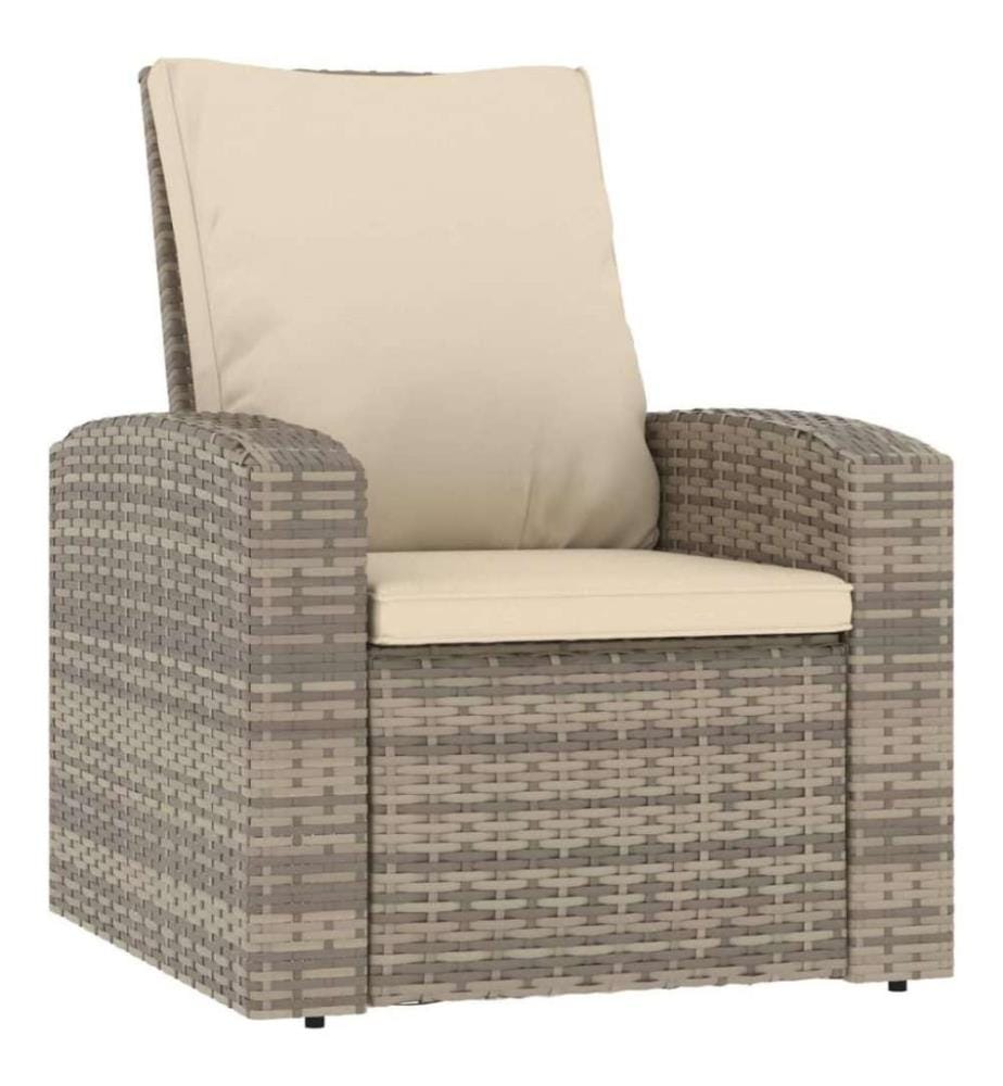 Fauteuil inclinable de jardin avec coussins marron clair rotin