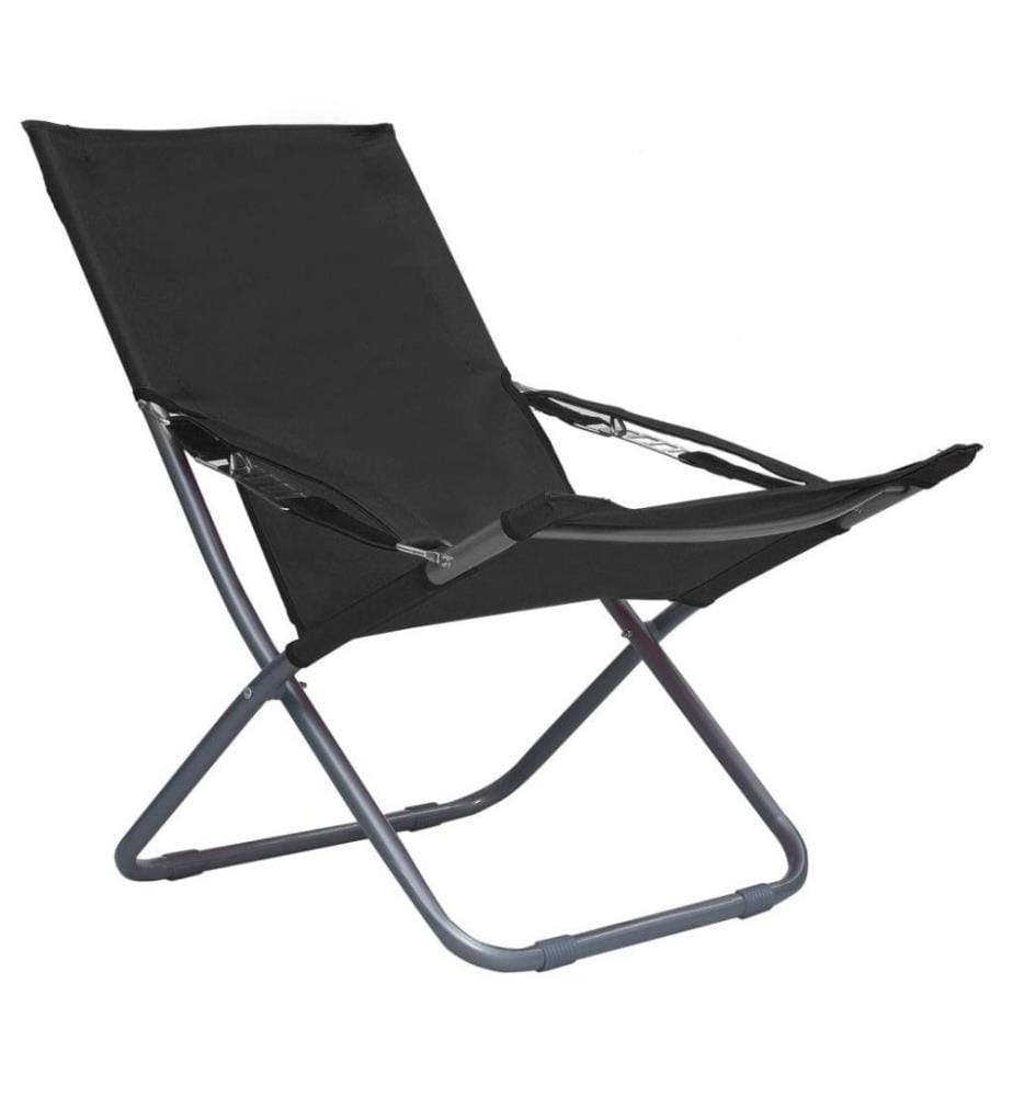 Klappbare Strandstühle 2 Stk. Stoff Schwarz
