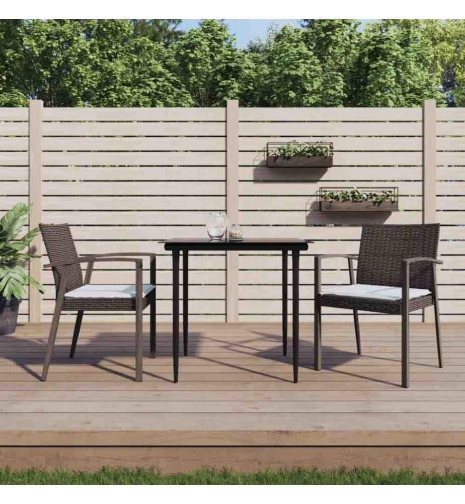 Chaises de jardin coussins lot de 2 marron 56,5x57x83 cm rotin