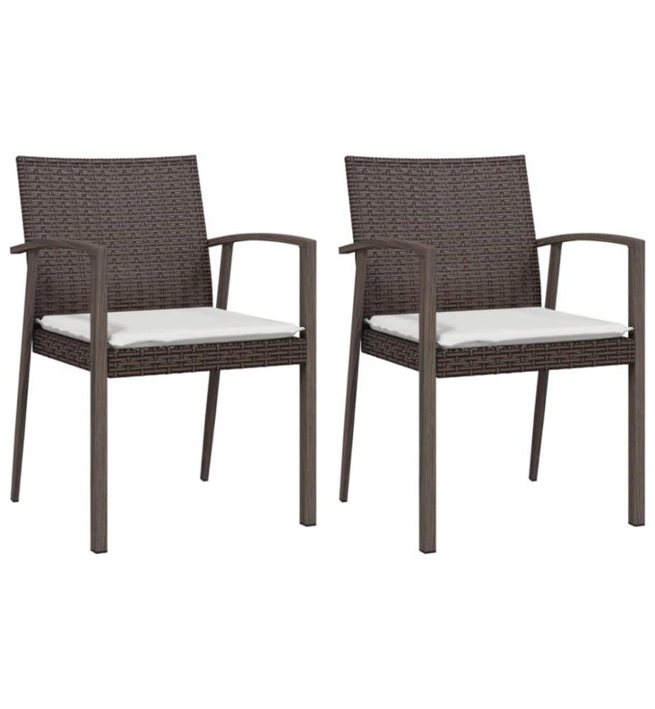 Chaises de jardin coussins lot de 2 marron 56,5x57x83 cm rotin